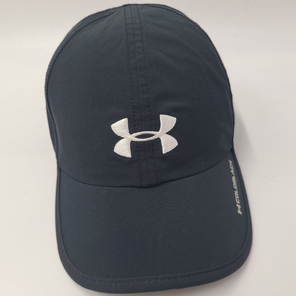 Women Under‎ Armour Hat Adjustable Black White Coldblack Logo Golf Running Hike